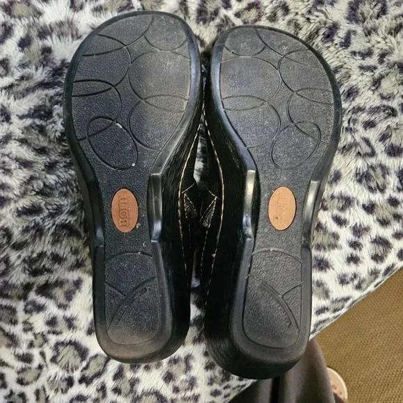 Born  Shoes | Paddock Pebble Black Leather Wedge Clogs Shoes - Picture 7 of 16